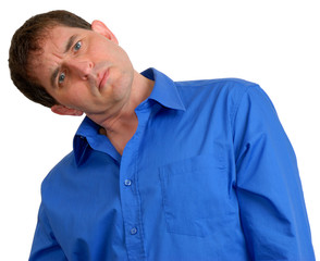man in blue dress shirt 12 - obrazy, fototapety, plakaty