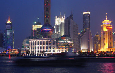 Naklejka premium night view in shanghai