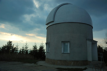 space observatory at sunset