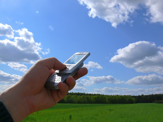 mobile phone in a blue sky 2