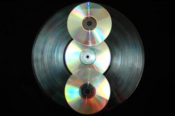 vinyl record and cds