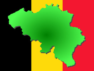Fototapeta premium map of belgium and belgian flag illustration