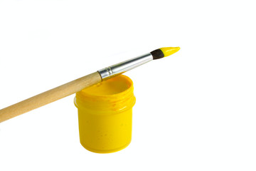art paintbrush with yellow paint