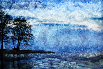 blue tree background