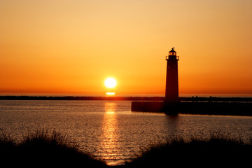 sunset near lighthouse