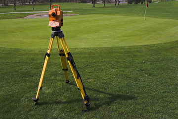 land surveying the golf course