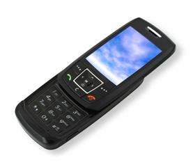 mobile phone with blue sky