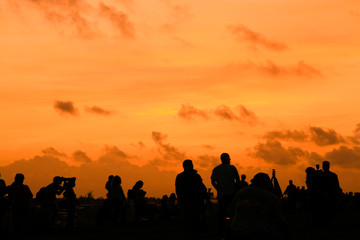 Fototapeta na wymiar Crowd at sunset
