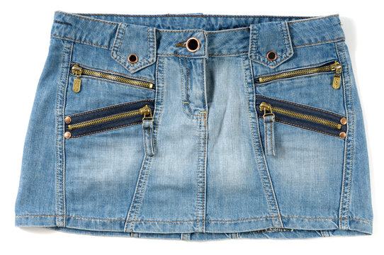 blue female jeans mini skirt
