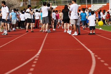 Fototapeta premium people and games help at the stadium
