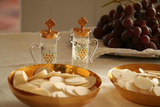 communion host and wine