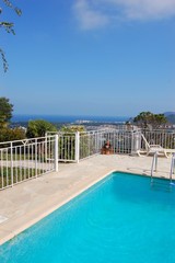 piscine avec cannes en arriere plan