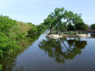 city scape on the river