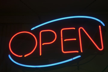 neon sign -open for business