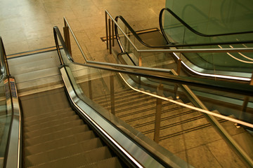 looking down on indoor escalator