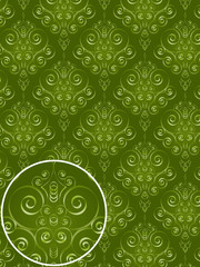 green damask style pattern