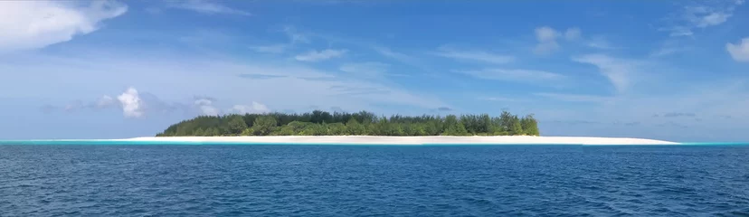 Fotobehang blauwe zee en wit zand van het mnemba-atol, zanzibar, tanzania, © Thomas Pozzo di Borgo