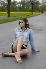 woman listening to music