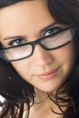 brunette with glasses
