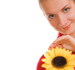 beautiful girl with a sunflower