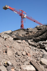 rubble and crane