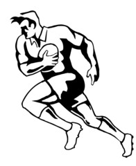 rugby charging run black and white
