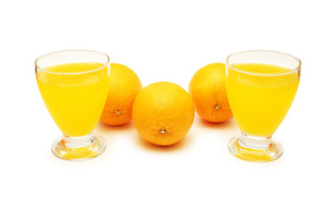 oranges and juice isolated on the white