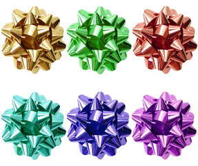 varicoloured bows over white background