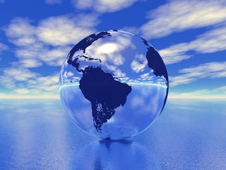 globe in ocean