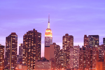 midtown manhattan skyline at night lights, new yor