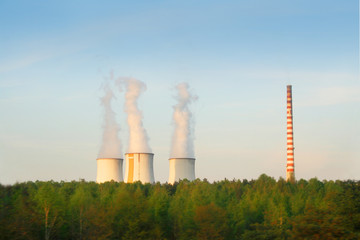 plant , factory chimney with smoke