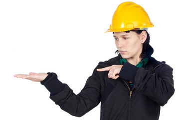 engineer indicating a hand empty