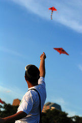 a man flying a kite