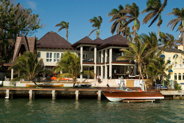 mansion with boat