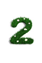 chiffre 2 pelouse fleurie