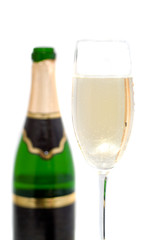 champagne glasses and bottle