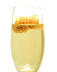 champagne cork in glass
