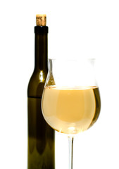 bottle wine and glasses with a wine