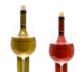 bottle wine and glasses with a wine