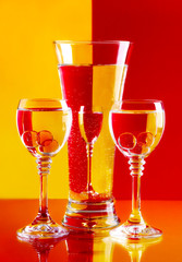 wine-glasses with water