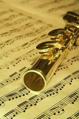 gold flute - music concept background
