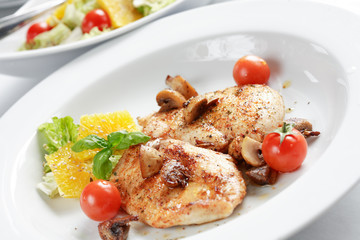 chicken steak with salad