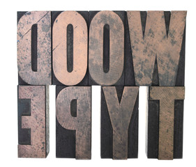 the words 'wood type' in old wood letters