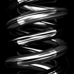 monochrome spirals vertical on black