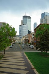 a  downtown street in minneapolis