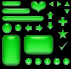 green aqua buttons and elements of web-interface