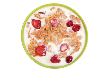 bowl of cornflakes with milk