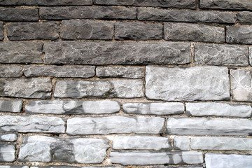 Fototapeta premium close up of an old sea wall in aberystwyth, wales.