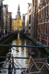 bicycles along the canals in amsterdam