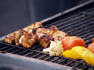 grilled meat and vegetables